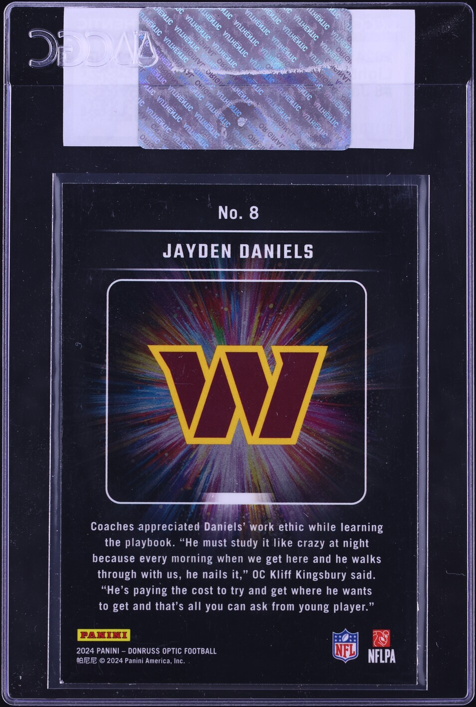 2024 Donruss Optic Light It Up Jayden Daniels ROOKIE #8 CGC AUTH