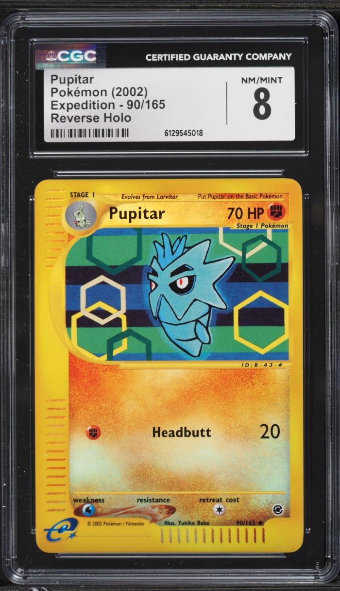 2002 Pokemon Expedition Reverse Holo Pupitar #90 CGC 8 NM-MT