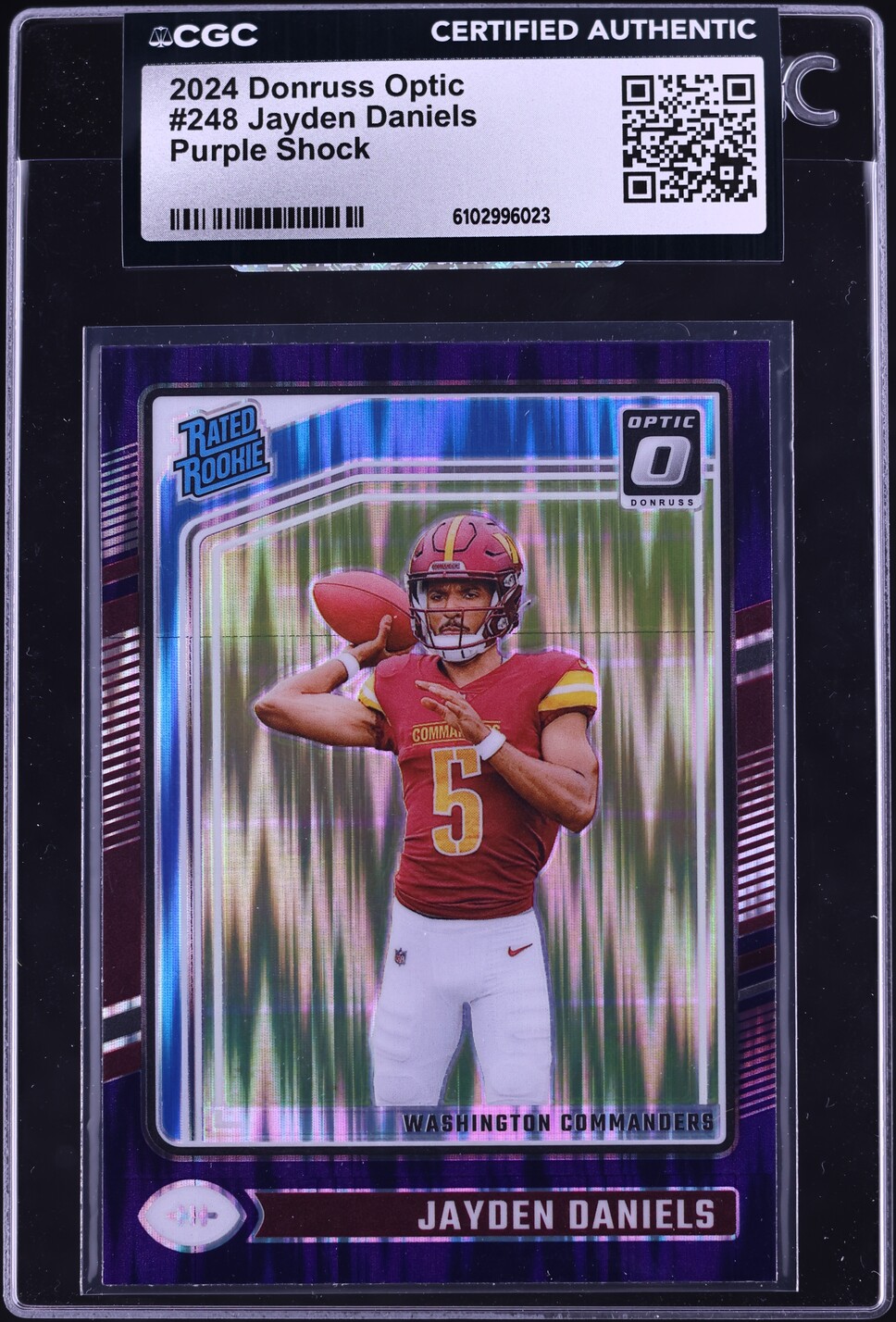 2024 Donruss Optic Purple Shock Jayden Daniels ROOKIE #248 CGC AUTH