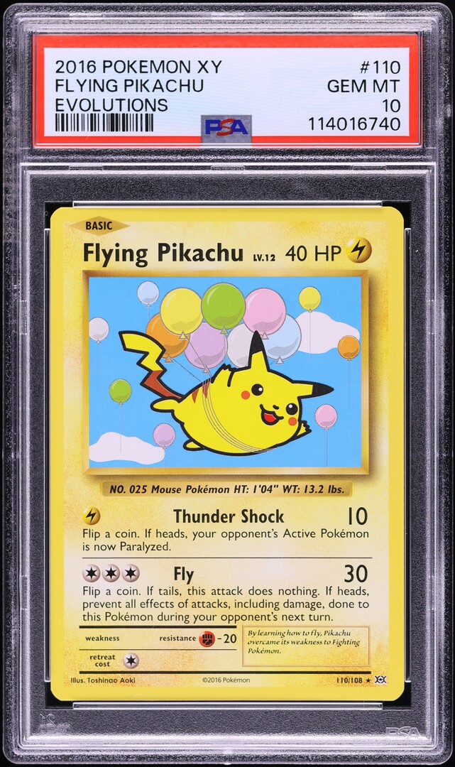 2016 Pokemon XY Evolutions Flying Pikachu #110 PSA 10 GEM MINT