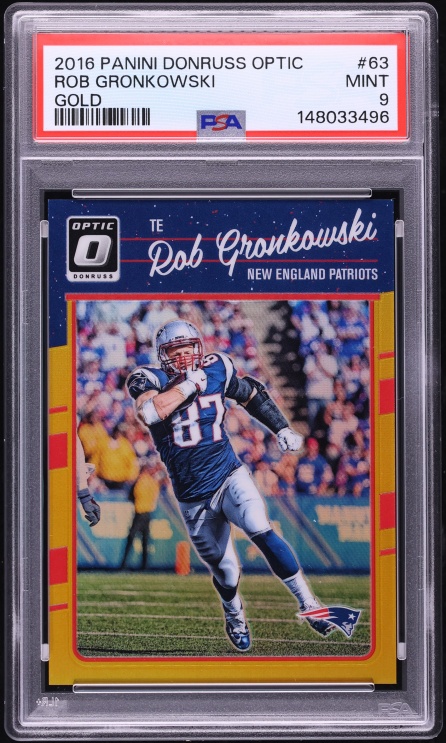2016 Donruss Optic Gold Rob Gronkowski /10 #63 PSA 9 MINT - Photo 1