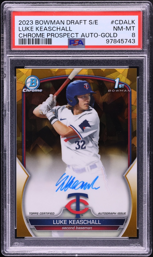 2023 Bowman Chrome Draft Sapphire Gold Luke Keaschall PROSPECT AUTO /50 #CDA-LK PSA 8 NM-MT