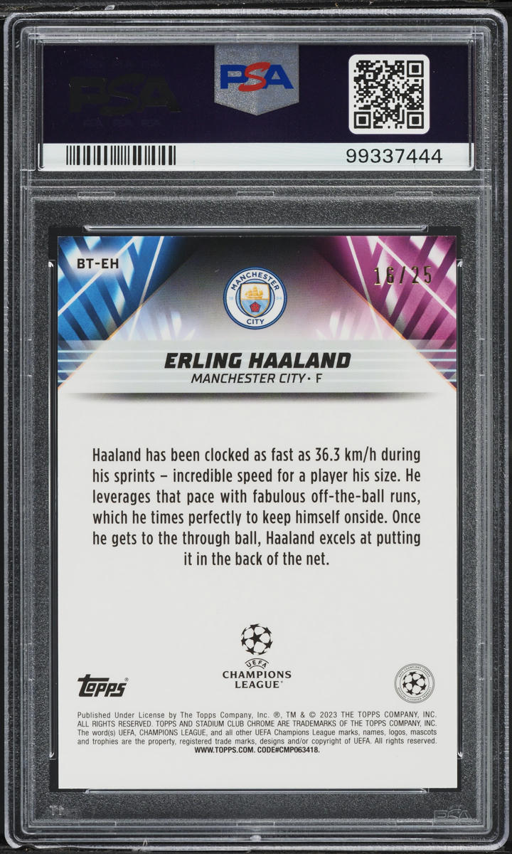 2022 Stadium Club Chrome UEFA Beam Team Orange Erling Haaland /25 PSA 10 GEM