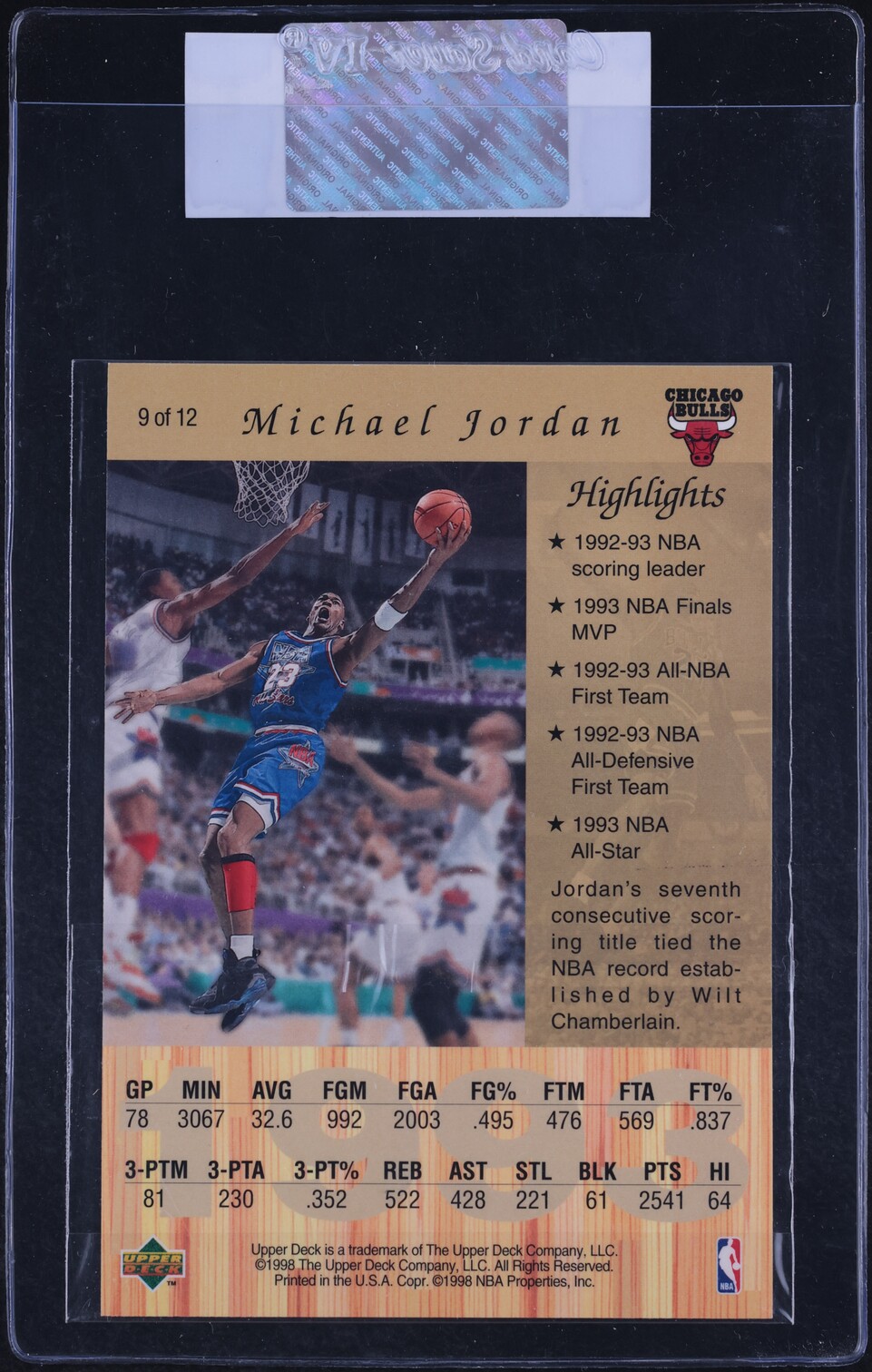 1998 Upper Deck Gatorade Michael Jordan #9 CGC AUTH