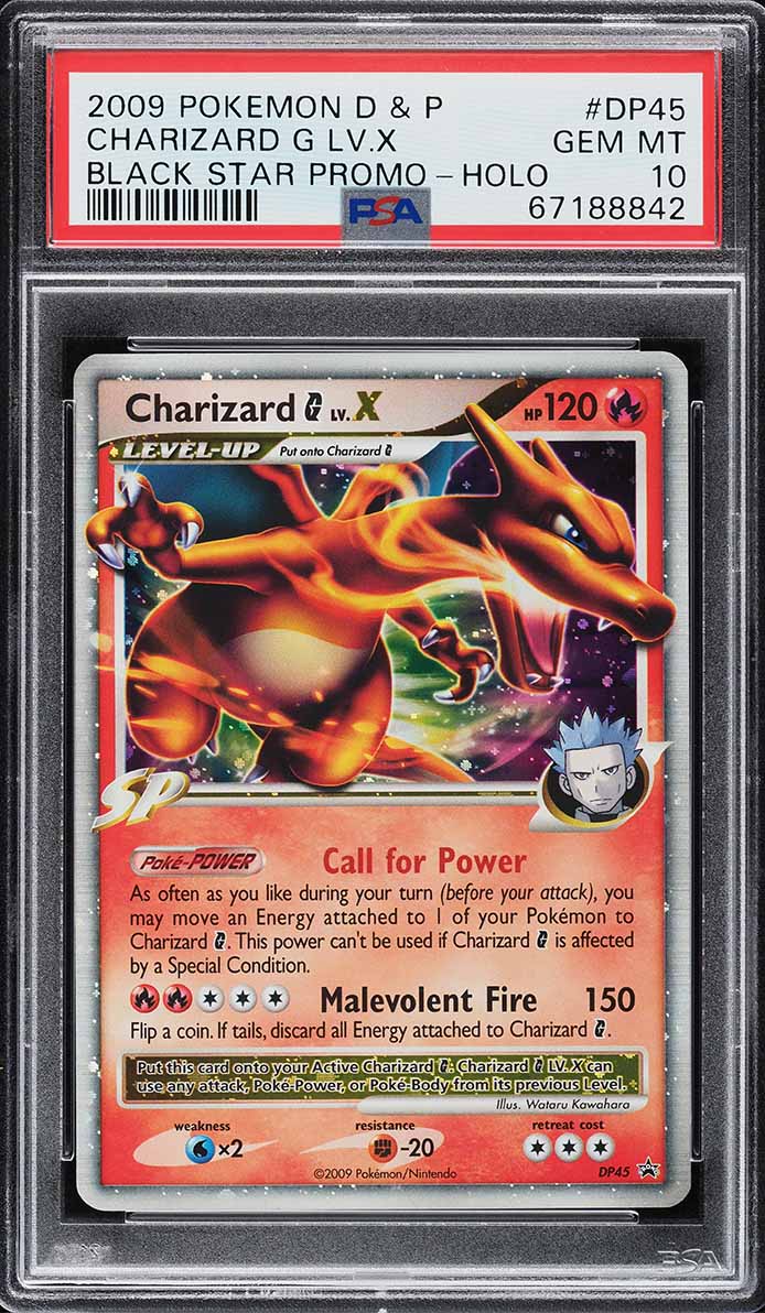 2009 Pokemon Diamond & Pearl Black Star Promo Holo Charizard G Lv.X #DP45 PSA 10