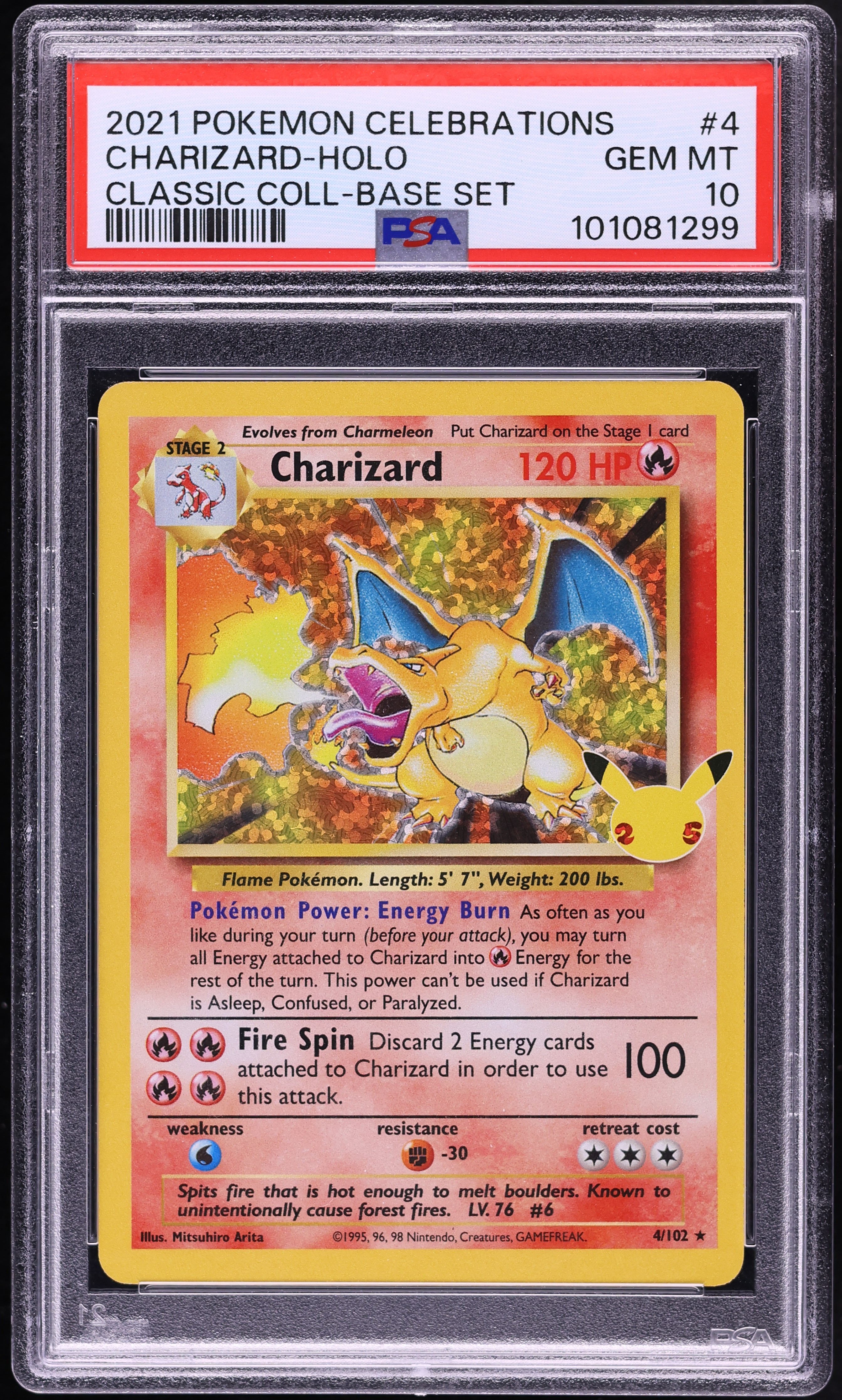 2021 Pokemon Sword & Shield Celebrations Classic Collection Holo Charizard #4 PSA 10 GEM MINT