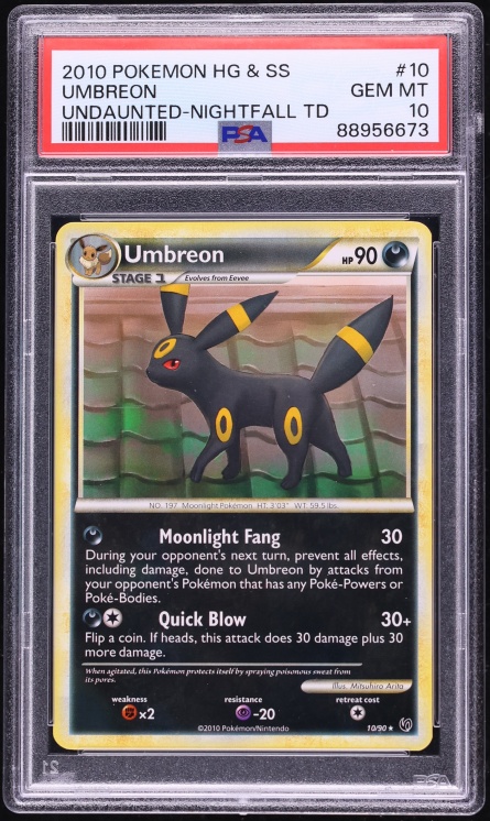 2010 Pokemon HeartGold & SoulSilver Undaunted Umbreon #10 PSA 10 GEM MINT