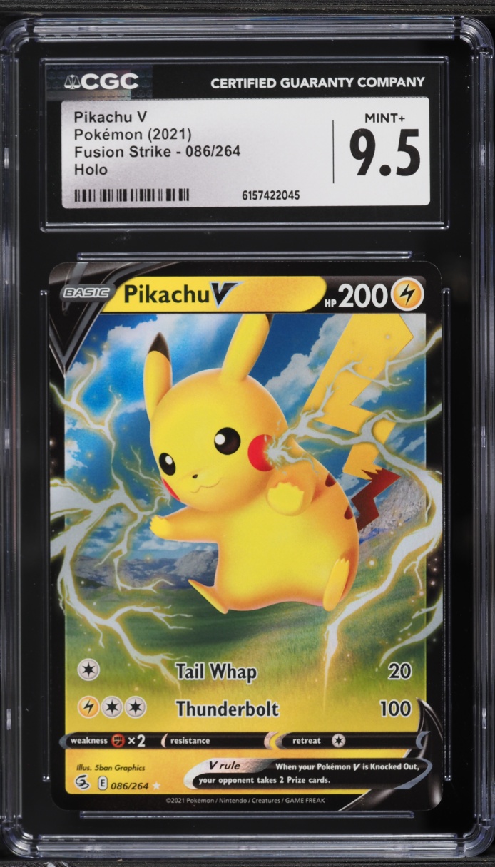 2021 Pokemon Sword & Shield Fusion Strike Holo Pikachu V #86 CGC 9.5 MINT+