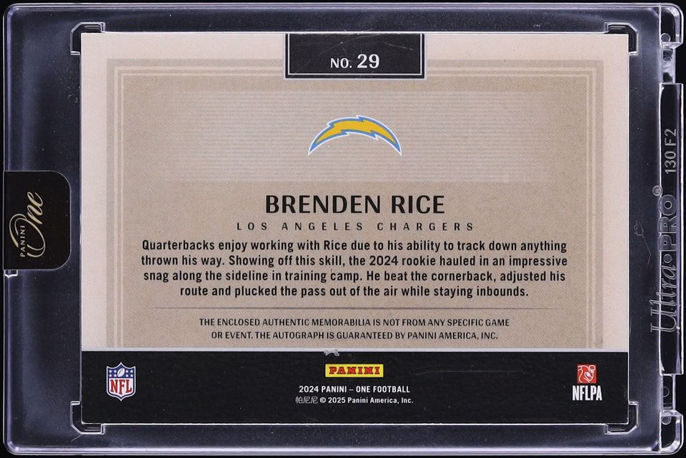 2024 Panini One Brenden Rice ROOKIE PATCH AUTO /199 #29