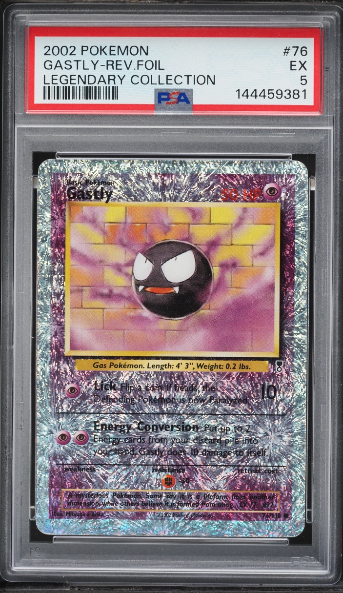 2002 Pokemon Legendary Collection Reverse Holo Gastly #76 PSA 5 EX