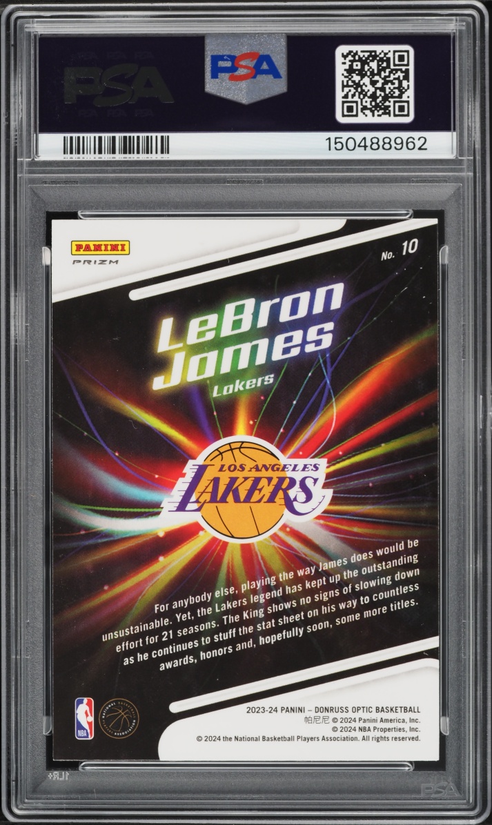 2023 Donruss Optic Lights Out Holo LeBron James #10 PSA 10 GEM MINT