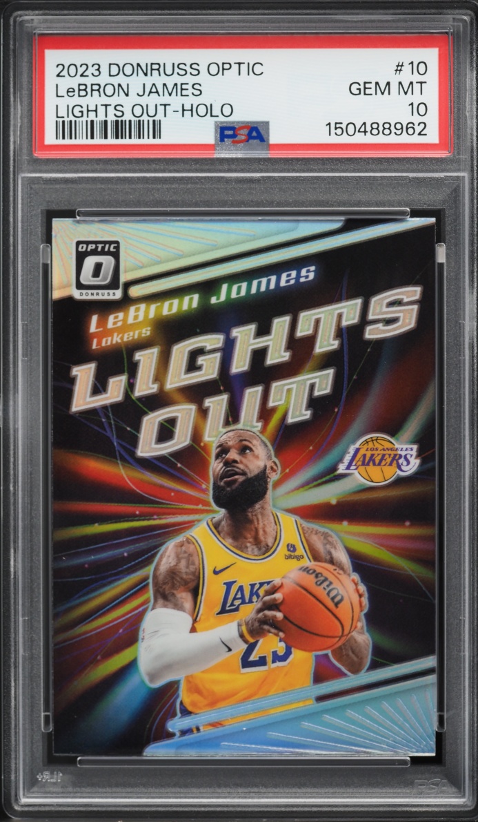 2023 Donruss Optic Lights Out Holo LeBron James #10 PSA 10 GEM MINT