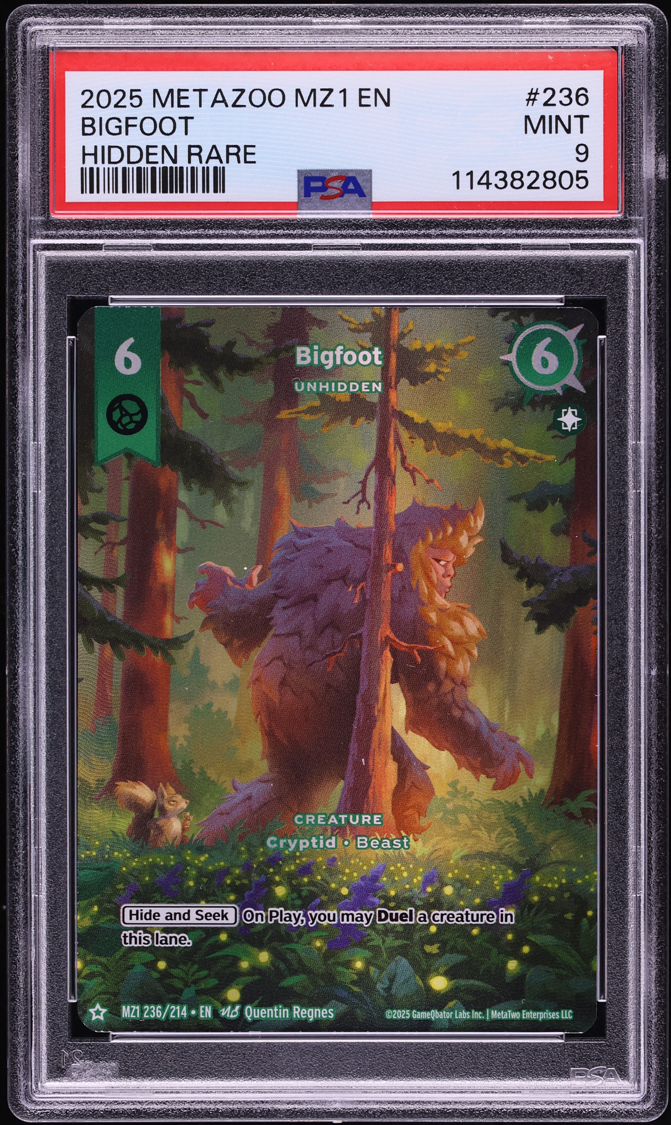 2025 MetaZoo Base Set Hidden Rare Bigfoot #236 PSA 9 MINT