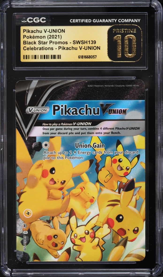 2021 Pokemon SWSH Promo Celebrations Full Art Pikachu V-Union #SWSH139 CGC 10 PRISTINE