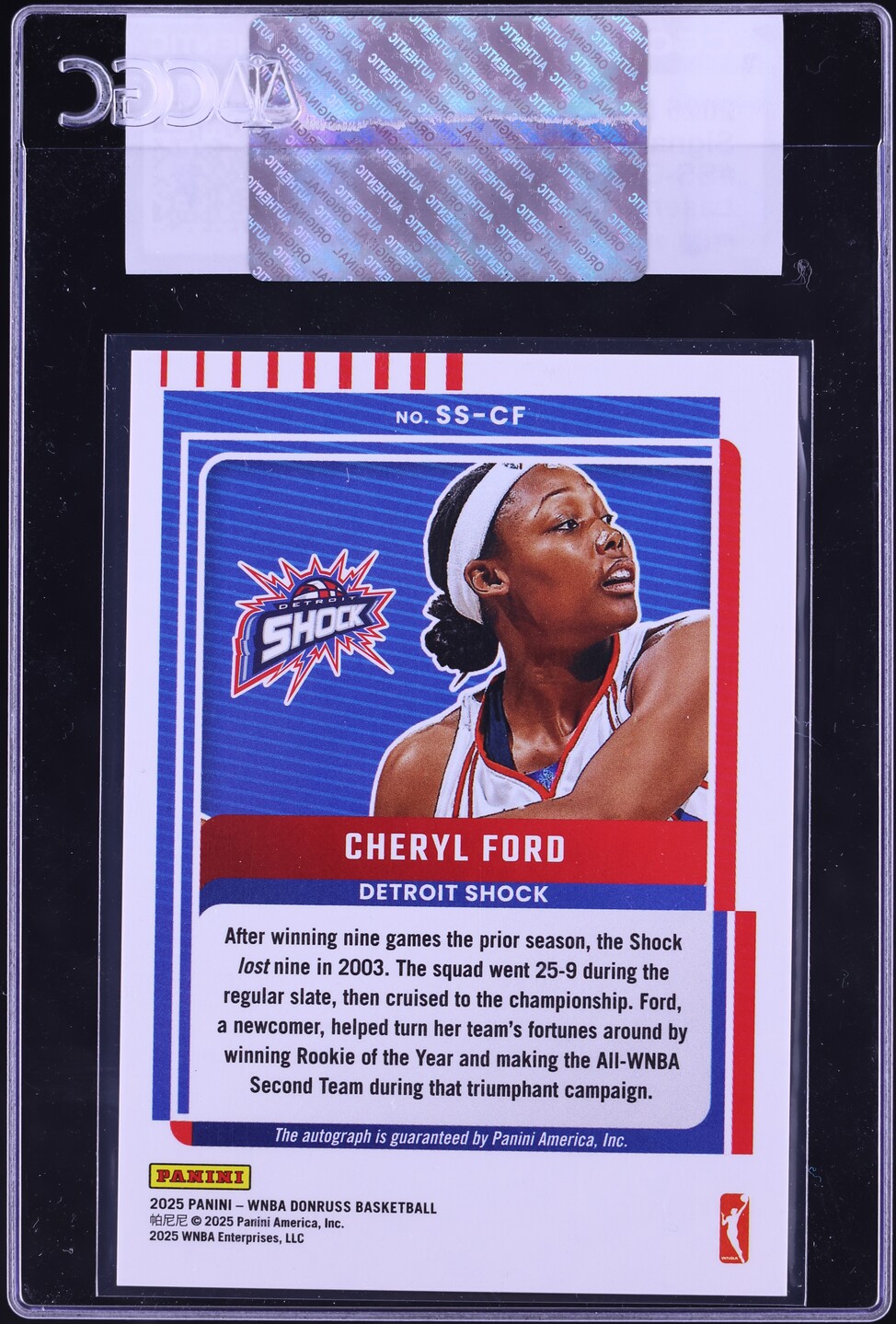 2025 Donruss WNBA Signature Series Laser Cheryl Ford AUTO #SS-CF CGC AUTH