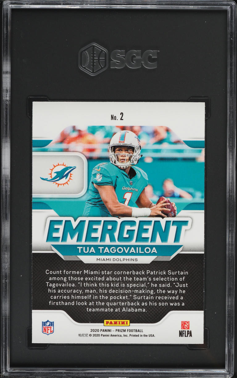 2020 Panini Prizm Emergent Tua Tagovailoa ROOKIE #2 SGC 9.5 MINT+