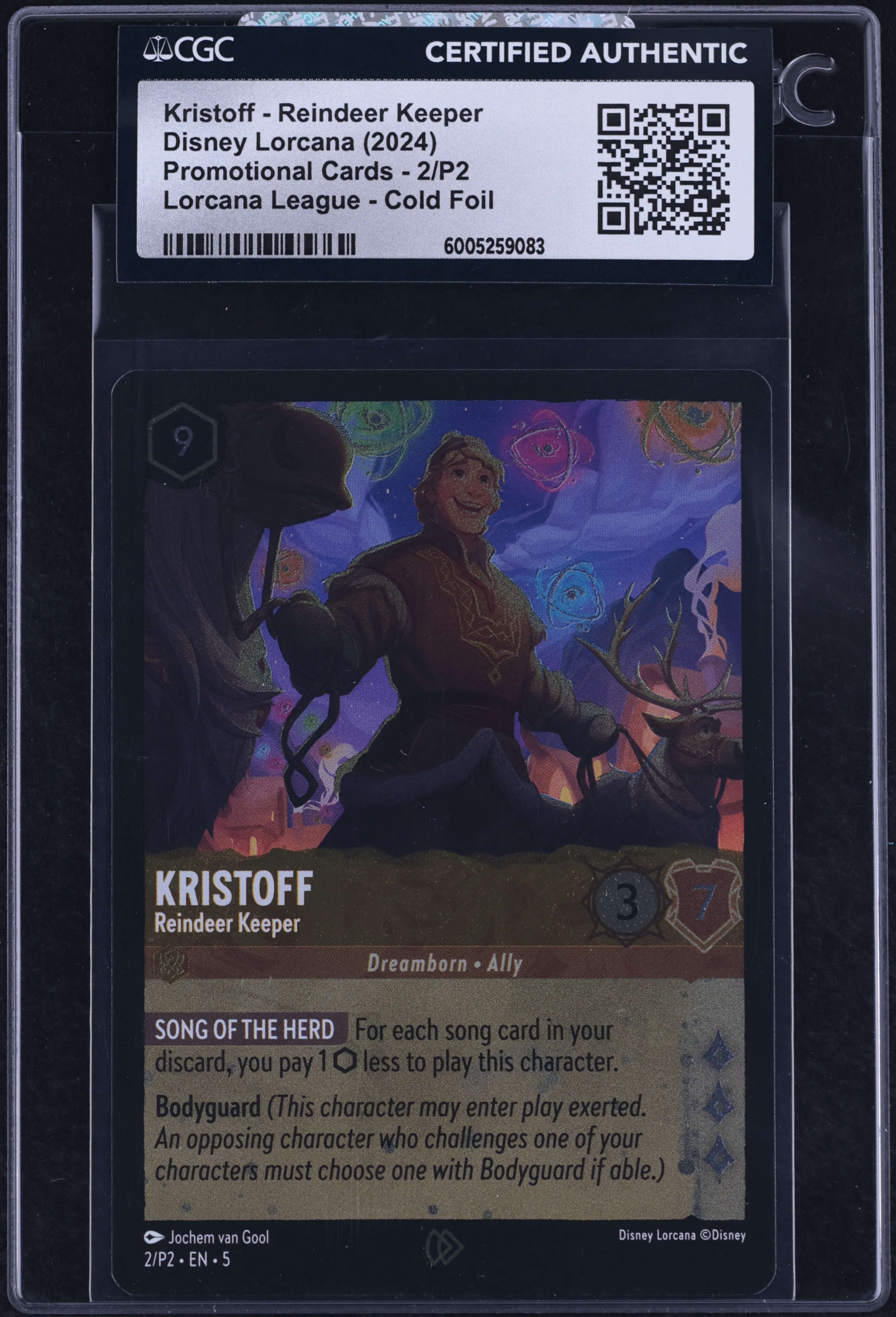 2024 Disney Lorcana League Promo Cold Foil Kristoff Reindeer Keeper #2 CGC AUTH