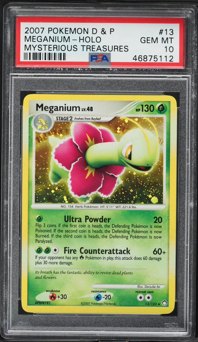 2007 Pokemon DP Mysterious Treasures Holo Meganium #13 PSA 10 GEM MINT