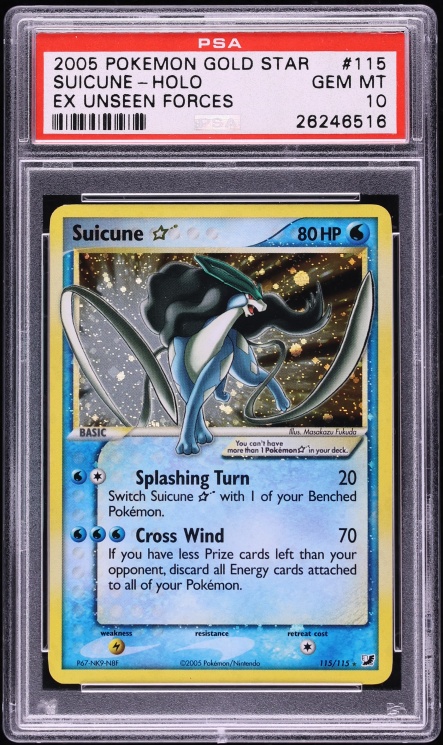 2005 Pokemon EX Unseen Forces Holo Suicune Gold Star #115 PSA 10 GEM MINT