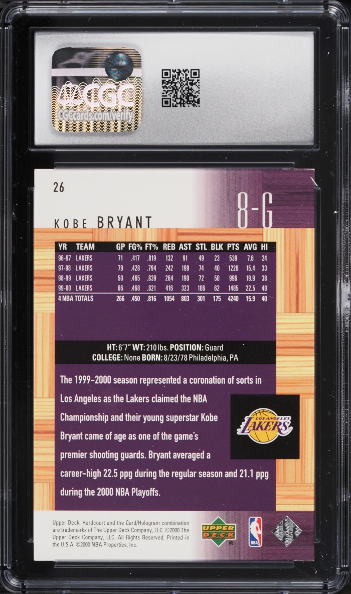 2000 Upper Deck Hardcourt Kobe Bryant #26 CGC 9 MINT