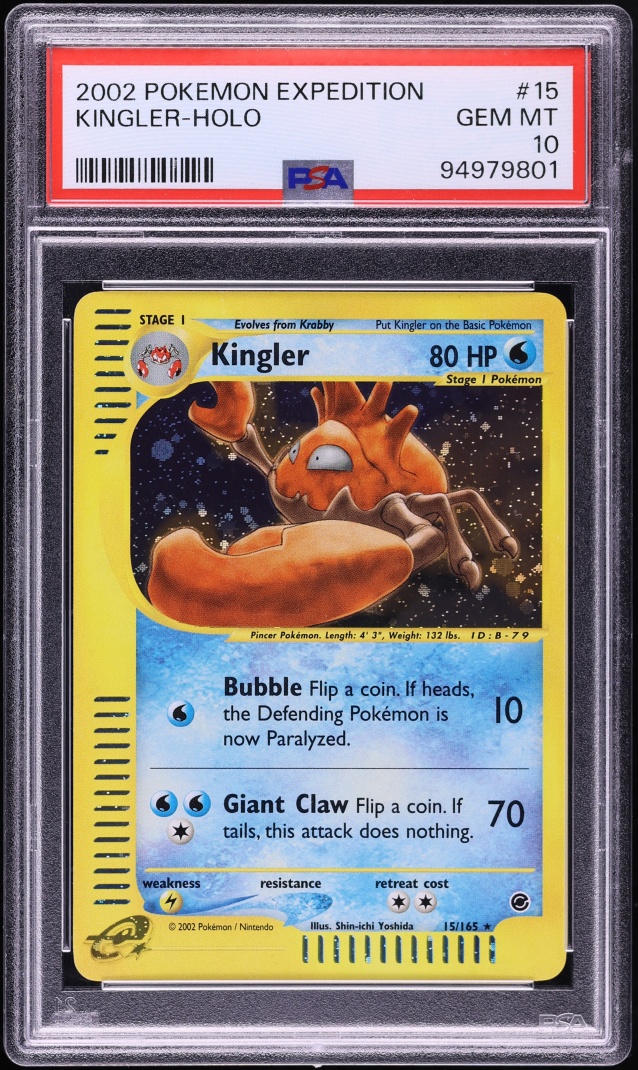 2002 Pokemon Expedition Base Set Holo Kingler #15 PSA 10 GEM MINT