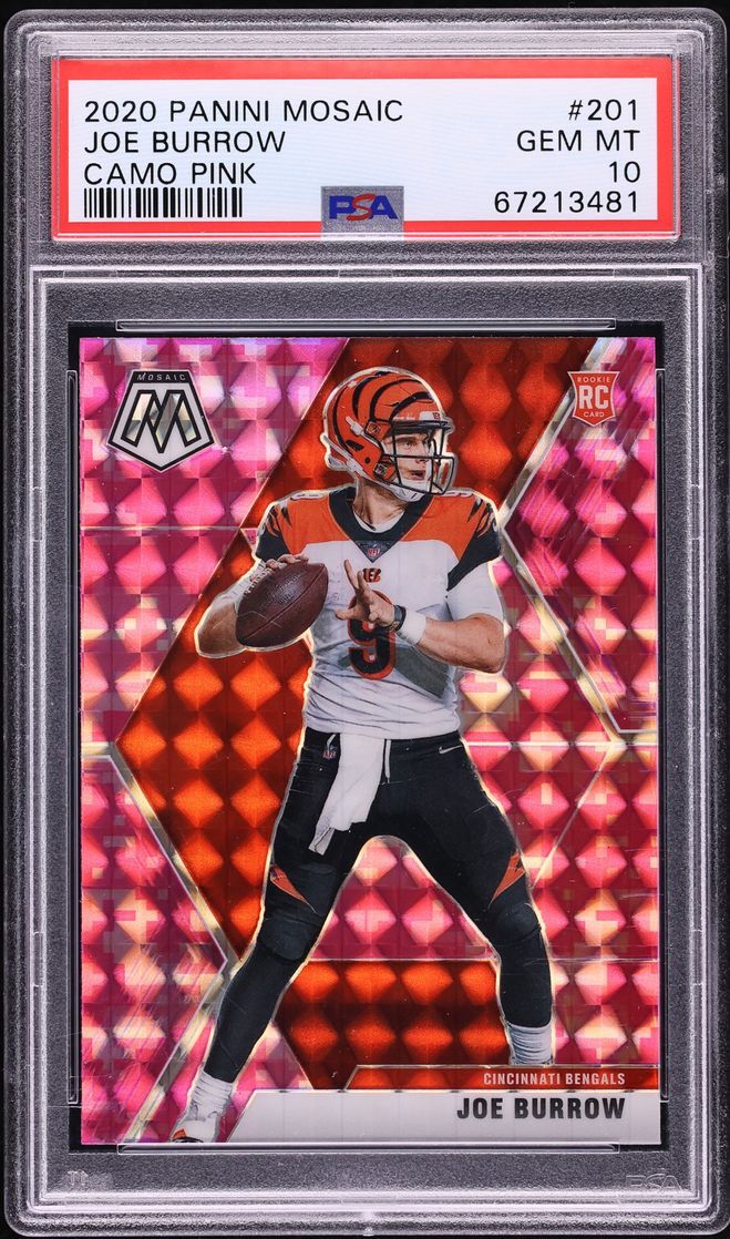 2020 Panini Mosaic Pink Camo Joe Burrow ROOKIE #201 PSA 10 GEM MINT