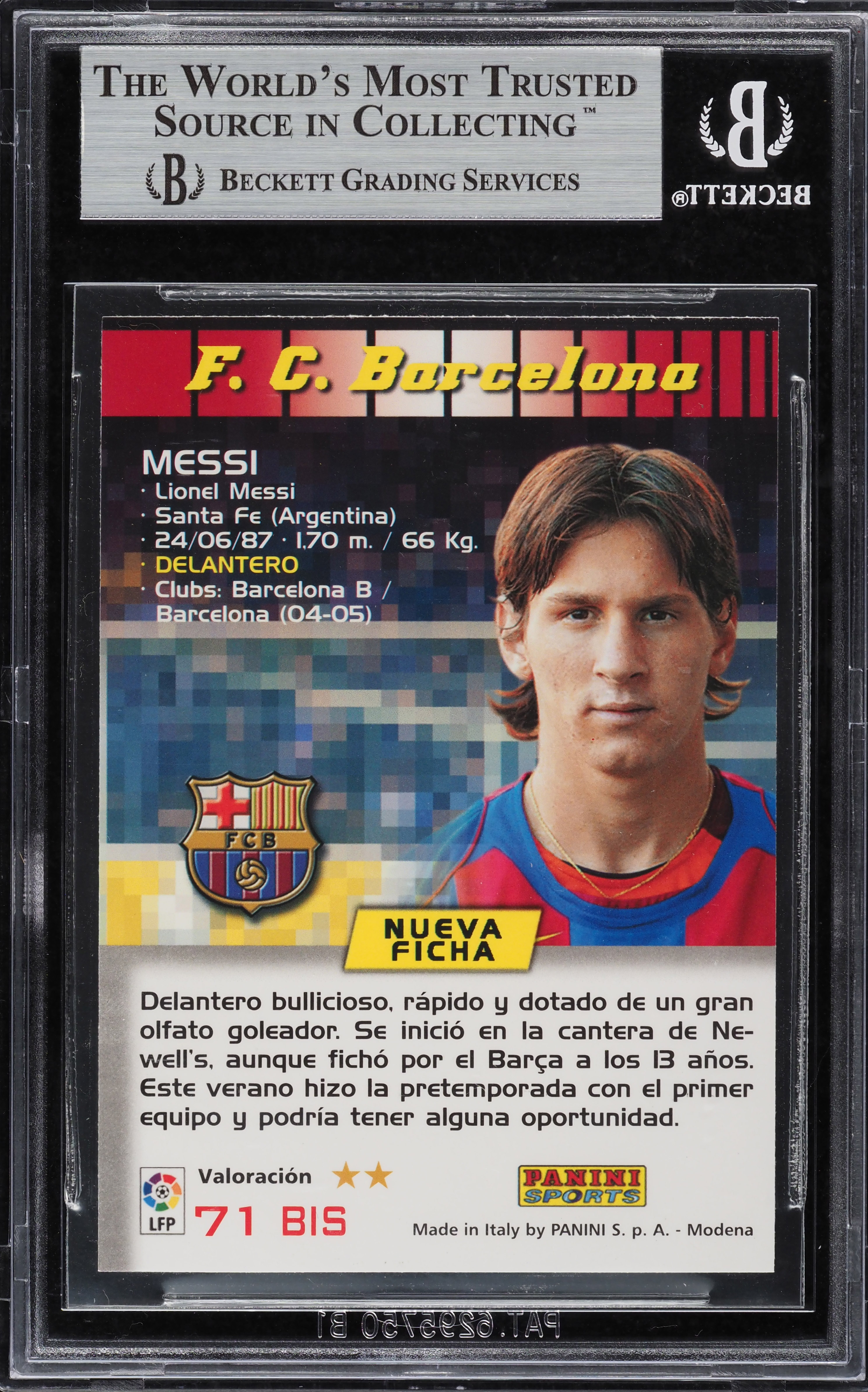2004 Panini Sports Mega Cracks La Liga Lionel Messi ROOKIE #71 BGS