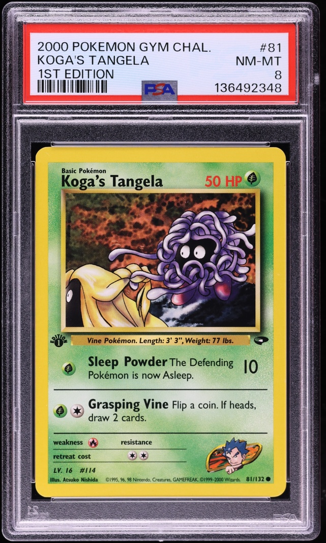 2000 Pokemon Gym Challenge 1st Edition Koga's Tangela #81 PSA 8 NM-MT