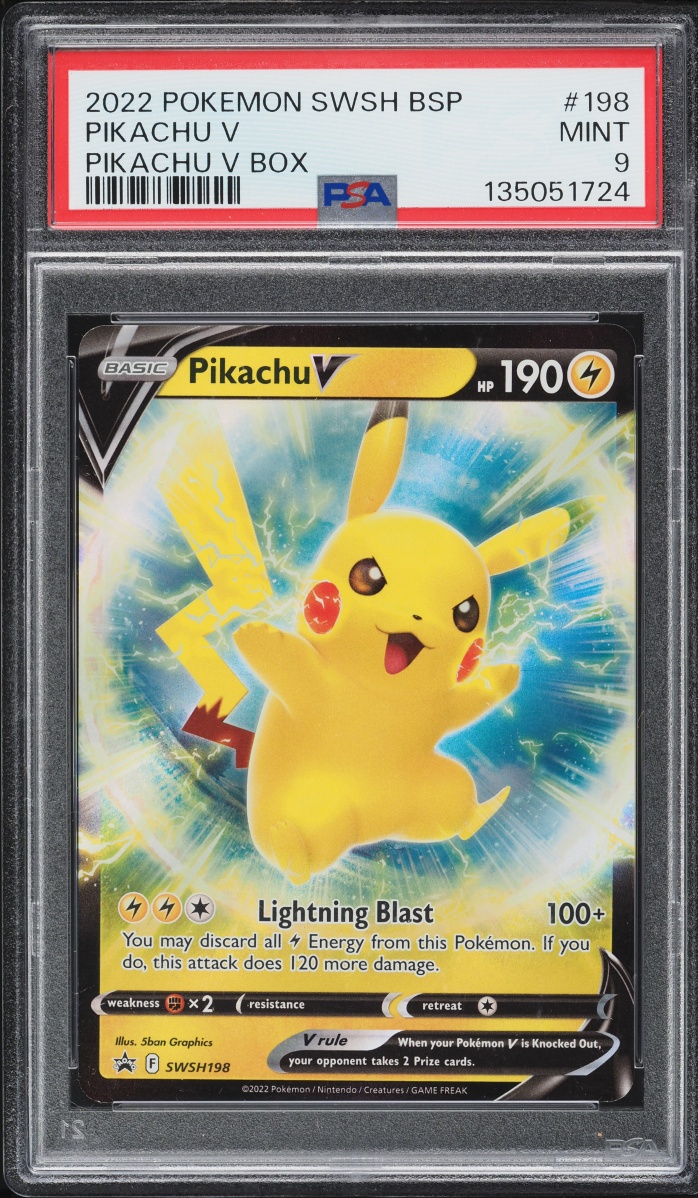 2022 Pokemon Sword & Shield Black Star Promo Box Pikachu V #198 PSA 9 MINT