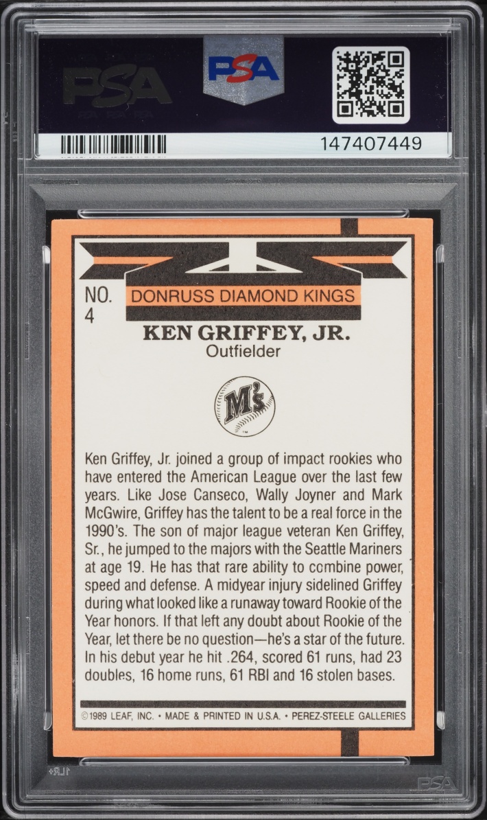 1990 Donruss Diamond Kings Ken Griffey Jr. #4 PSA 9 MINT