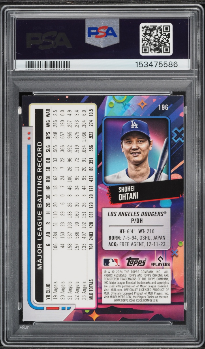 2024 Topps Chrome Cosmic Orange Galactic Shohei Ohtani /25 #196 PSA 10 GEM MINT