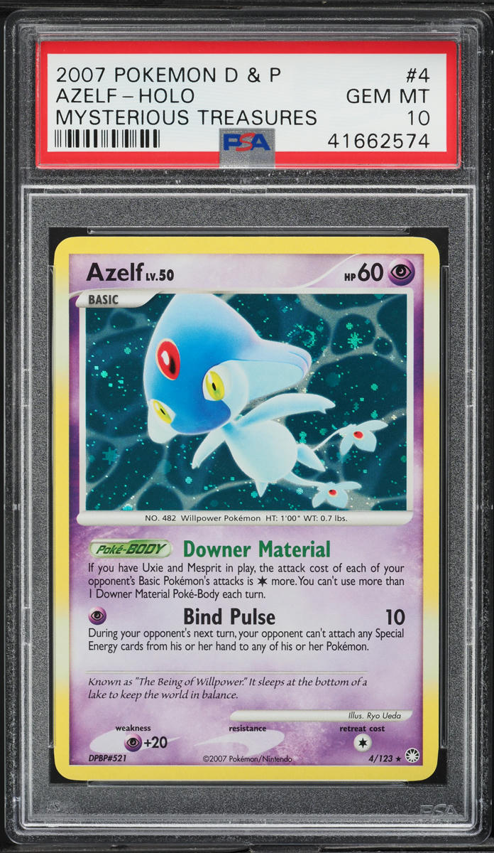 2007 Pokemon Diamond & Pearl Mysterious Treasures Holo Azelf #4 PSA 10 GEM MINT