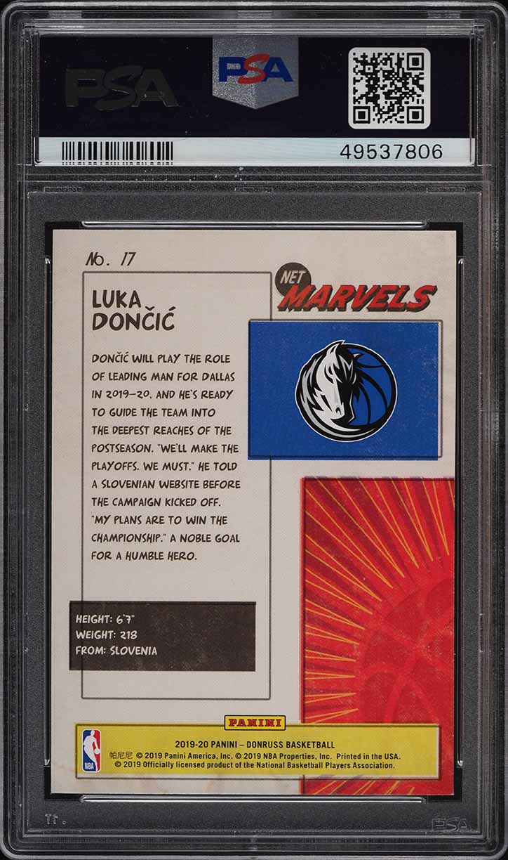 2019 Donruss Net Marvels Luka Doncic #17 PSA 9 MINT