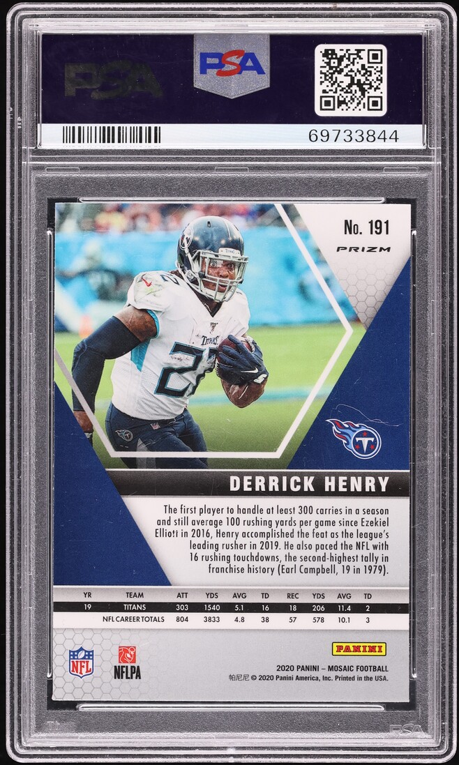 2020 Panini Mosaic Genesis Derrick Henry #191 PSA 10 GEM MINT