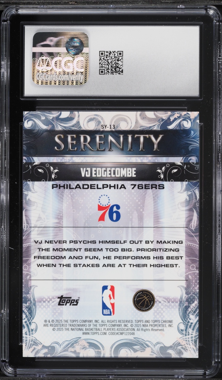 2025 Topps Chrome Serenity VJ Edgecombe ROOKIE #SY-13 CGC 9 MINT