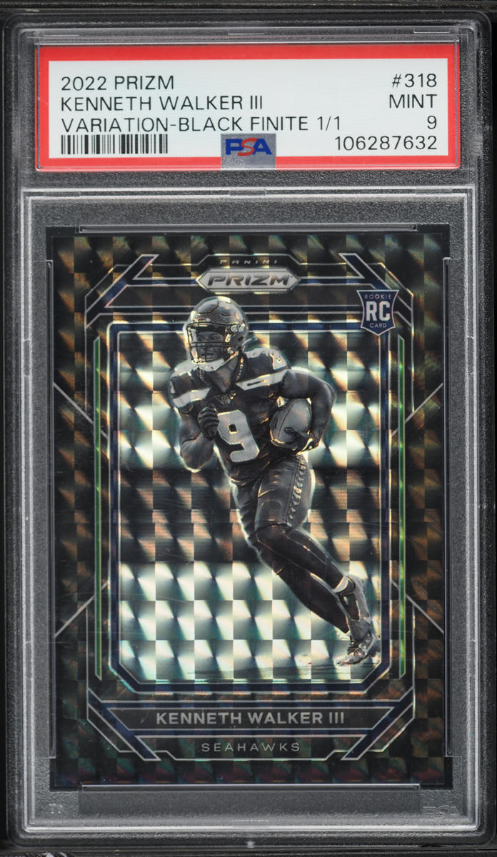2022 Panini Prizm Black Finite Kenneth Walker III ROOKIE 1/1 #318 PSA 9 MINT