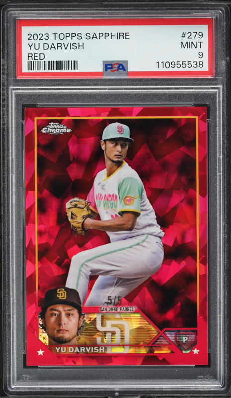 2023 Topps Chrome Sapphire Red Yu Darvish 5/5 #279 PSA 9