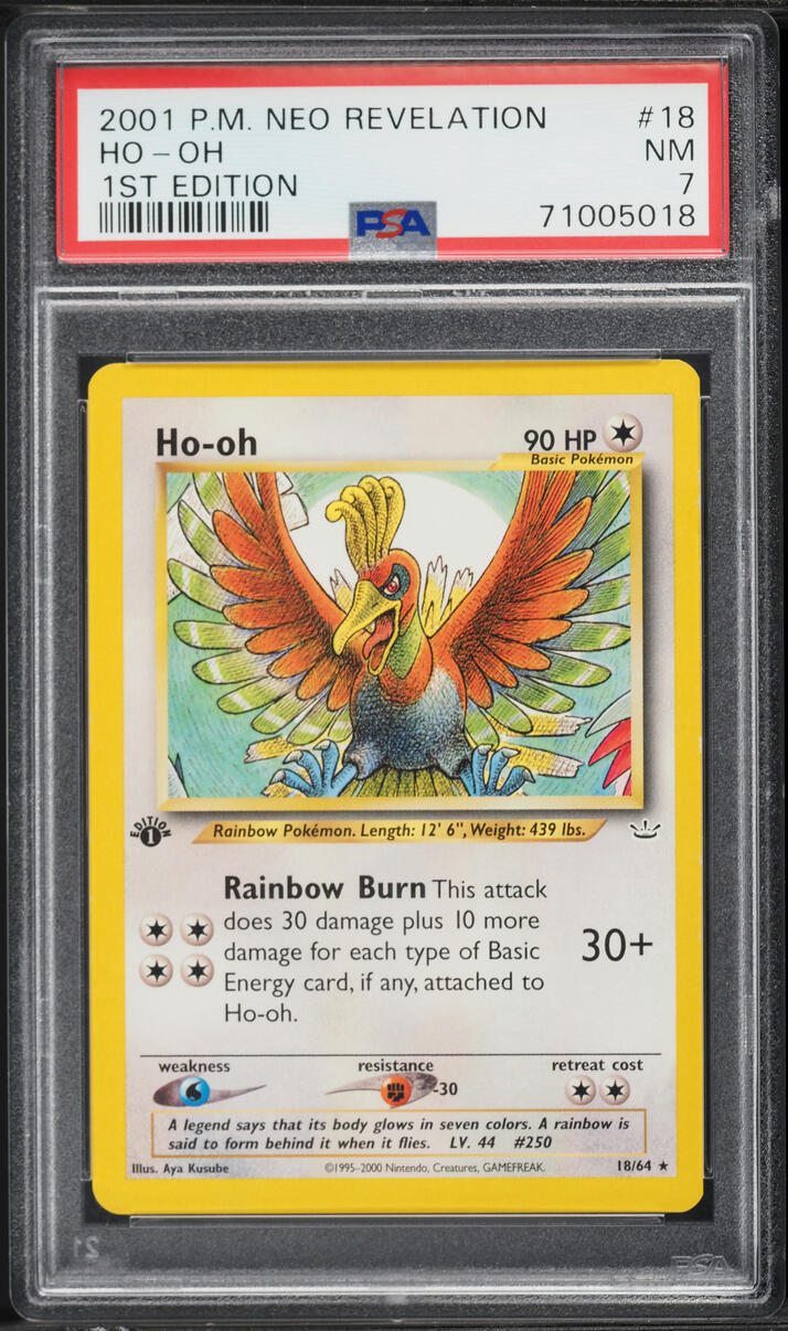 2001 Pokemon Neo Revelation 1st Edition Ho-Oh #18 PSA 7 NRMT