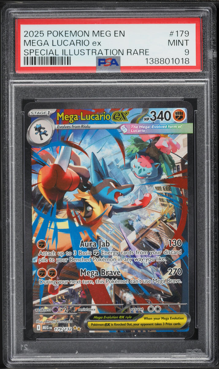 2025 Pokemon Mega Evolution SIR Mega Lucario ex #179 PSA 9 MINT