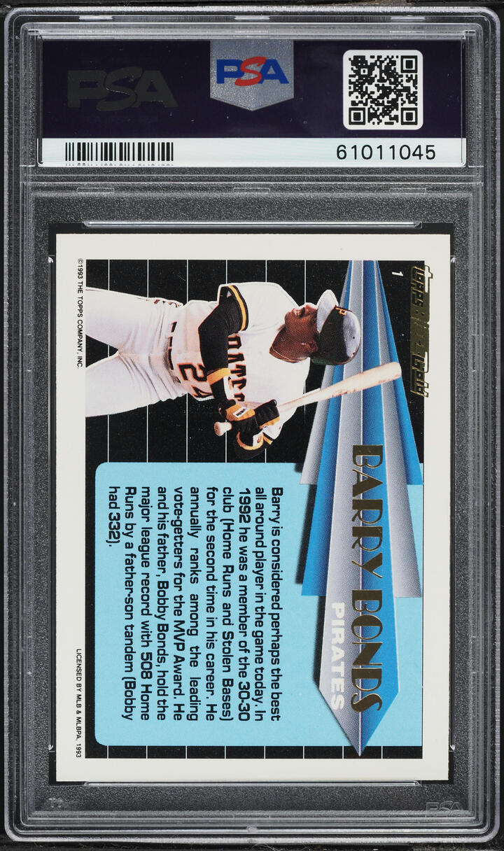 1993 Topps Black Gold Barry Bonds #1 PSA 5 EX