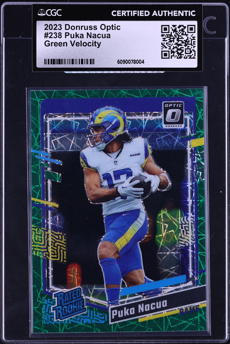 2023 Donruss Optic Green Velocity Prizm Puka Nacua ROOKIE #238 CGC AUTH