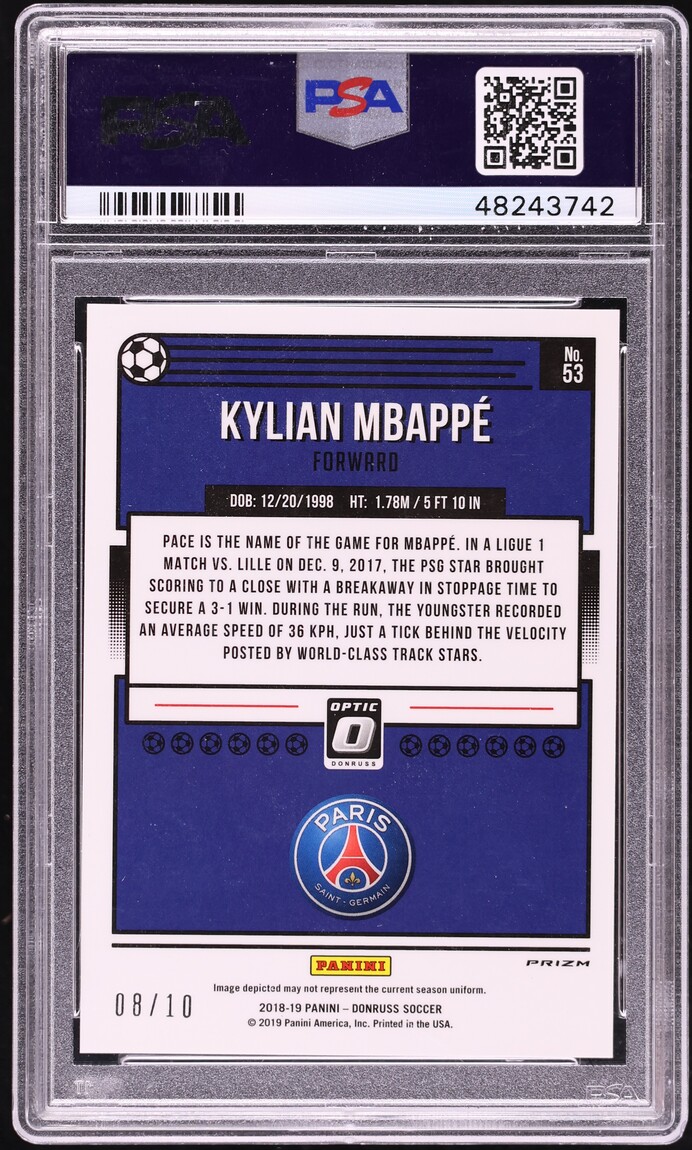 2018 Donruss Optic Gold Kylian Mbappe ROOKIE /10 #53 PSA 10 GEM MINT