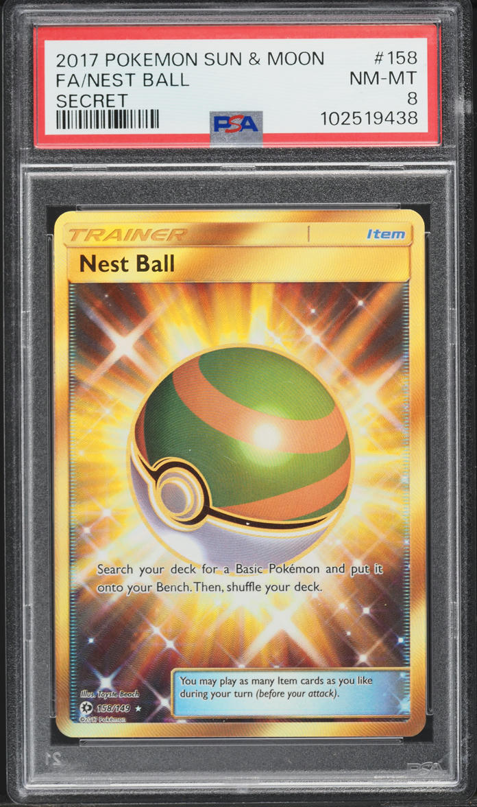 2017 Pokemon Sun & Moon Full Art Nest Ball #158 PSA 8 NM-MT