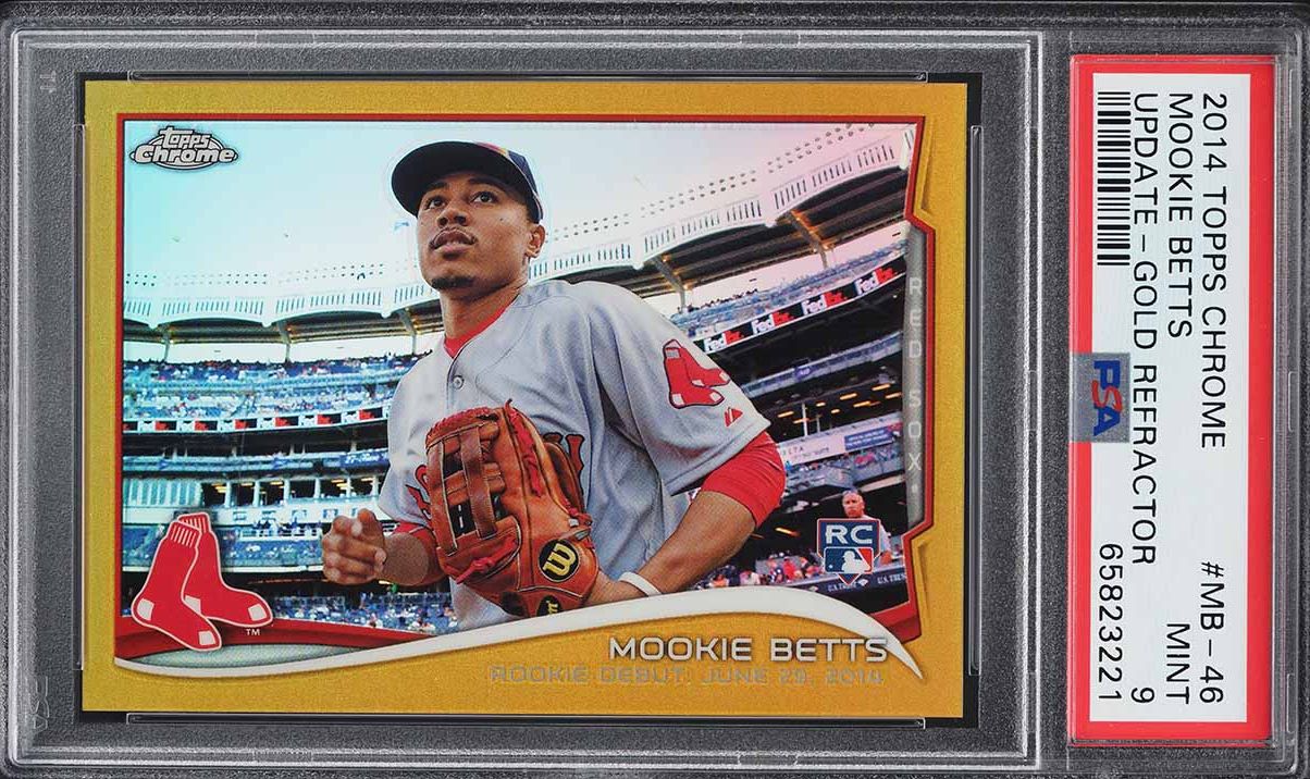 2014 Topps Chrome Update Gold Refractor Mookie Betts ROOKIE /250 #MB46 PSA 9