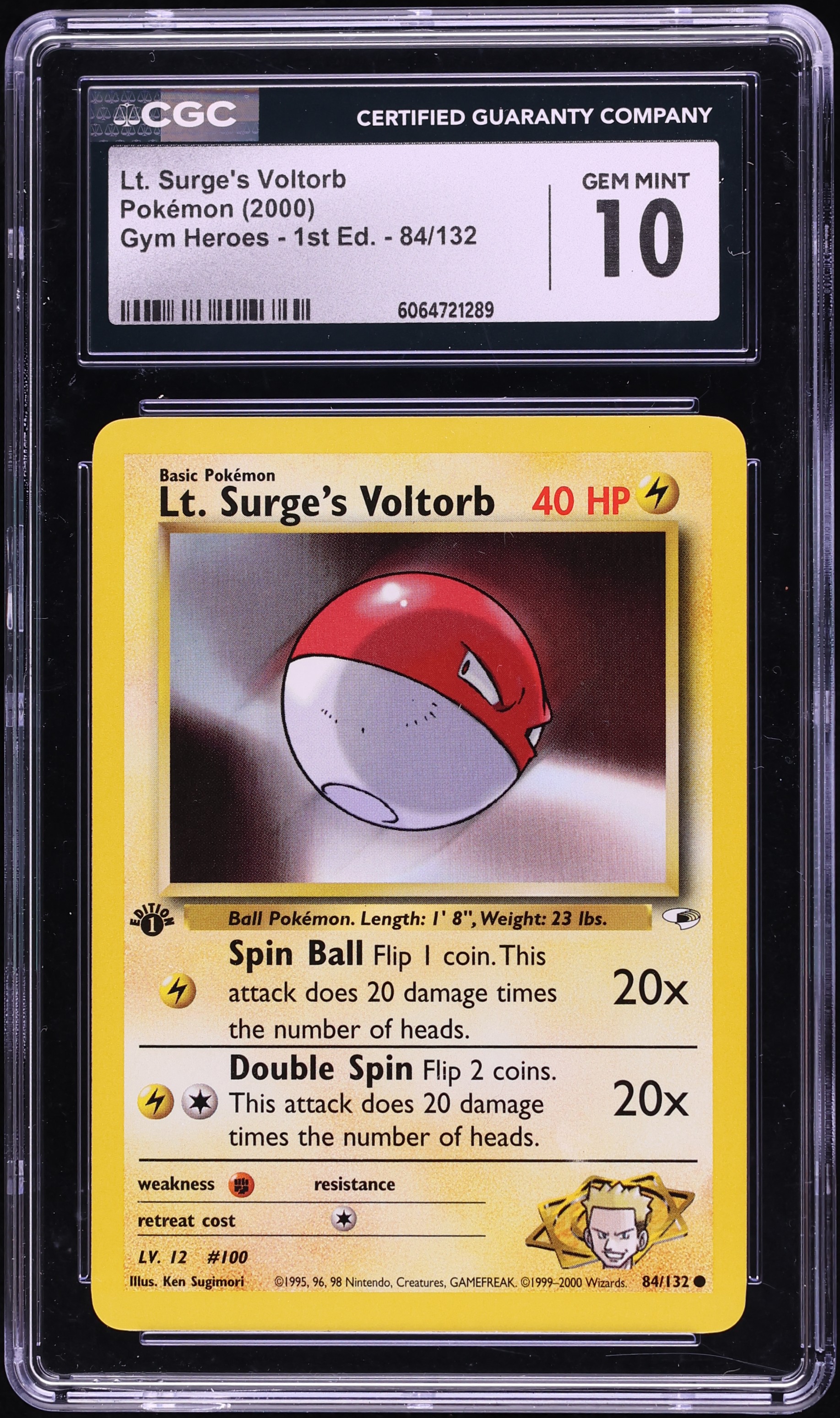 2000 Pokemon Gym Heroes 1st Edition Lt. Surge's Voltorb #84 CGC 10 GEM MINT