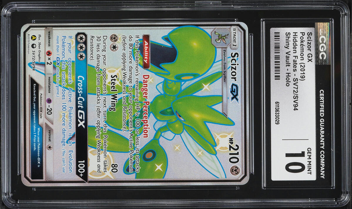 2019 Pokemon Sun & Moon Hidden Fates Shiny Vault Shiny Scizor GX #SV72 CGC 10 GEM MINT