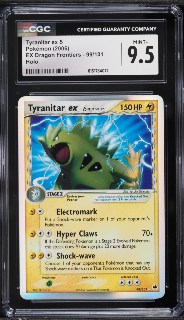 2006 Pokemon EX Delta Species Dragon Frontiers Holo Tyranitar ex #99 CGC 9.5 MINT+