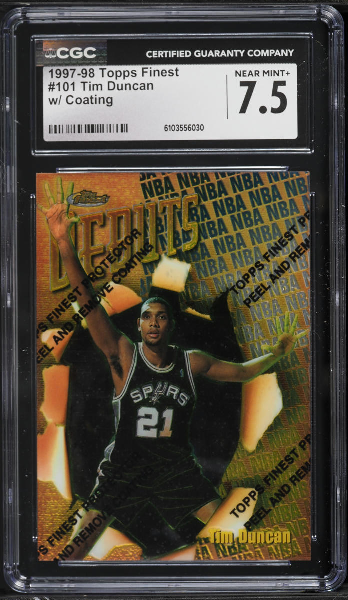 1997 Finest Basketball w/ Coating Tim Duncan #101 CGC 7.5 NRMT+