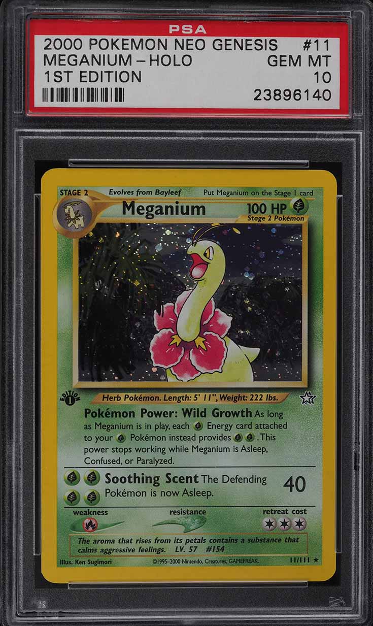 2000 Pokemon Japanese Neo Premium File Holo Meganium #154 PSA 9