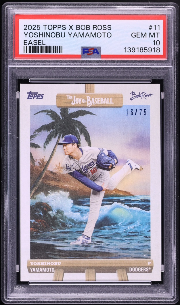 2025 Topps X Bob Ross The Joy Of Baseball Easel Yoshinobu Yamamoto /75 #11 PSA 10 GEM MINT